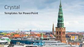  Presentation with denmark - Cool new PPT layouts with copenhagen-denmark-old-town-city backdrop and a light blue colored foreground