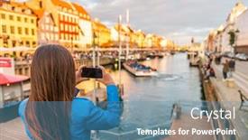  Presentation with scandinavia - Cool new theme with copenhagen-denmark-travel-tourist-woman backdrop and a teal colored foreground
