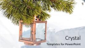  Presentation with spruce - PPT layouts enhanced with coperative - lantern on the spruce branch background and a sky blue colored foreground