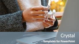  Presentation with laptop wireless - Colorful theme enhanced with copmuter case - close up of a woman backdrop and a seafoam green colored foreground