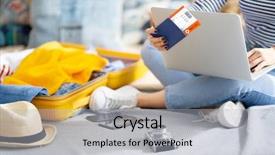  Presentation with journey - Audience pleasing slide deck consisting of copmuter case - go on an adventure happy backdrop and a light gray colored foreground