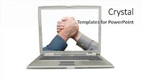  Presentation with displaying - Presentation design consisting of copmuter case - laptop over white background displaying background and a  colored foreground