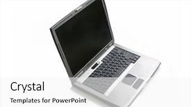  Presentation with laptop computers around the world backgroun - Beautiful presentation theme featuring copmuter case - laptop over white background backdrop and a  colored foreground