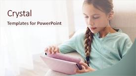  Presentation with end school year - Cool new presentation theme with copmuter case - preteen school girl of 8-9 backdrop and a lemonade colored foreground