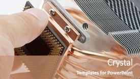  Presentation with processor - Beautiful theme featuring copmuter parts - engineer installing computer processor backdrop and a coral colored foreground