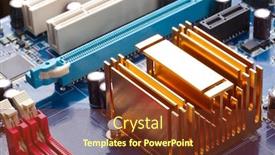  Presentation with computer motherboard - Slide deck featuring copper-computer-radiator background and a tawny brown colored foreground