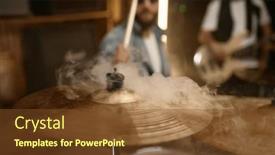  Presentation with metal music - PPT layouts consisting of copper-drum-plate-in-smoke background and a tawny brown colored foreground