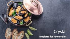  Presentation with graphite - Slide deck featuring copper pan on the graphite background and a dark gray colored foreground