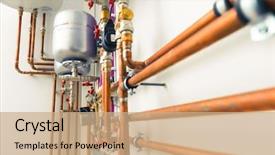  Presentation with copper - Slide set enhanced with copper pipes engineering in boiler background and a coral colored foreground