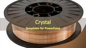  Presentation with copper - Presentation theme having copper wire - isolated spool on a white background and a tawny brown colored foreground