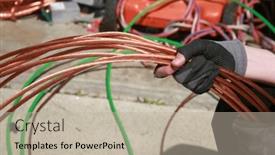  Presentation with copper - Slides enhanced with copper-wire-scrap-old-copper background and a mint green colored foreground