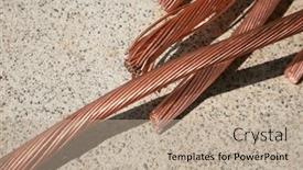  Presentation with copper - PPT theme featuring copper-wire-scrap-old-copper background and a mint green colored foreground