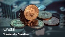  Presentation with printed circuit - PPT layouts featuring coppernetworks - bitcoin gold silver and copper background and a ocean colored foreground