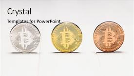  Presentation with copper - Presentation theme with coppernetworks - set of three bitcoin coins background and a white colored foreground