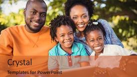  Presentation with park - Slides with copple cildren - happy family posing together background and a red colored foreground