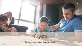  Presentation with young children playing - Audience pleasing slides consisting of copple cildren - happy young family playing together backdrop and a  colored foreground