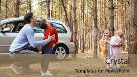  Presentation with young children playing - Theme enhanced with copple cildren - young couple playing badminton background and a coral colored foreground