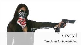  Presentation with laser - Presentation design consisting of site girl with gun concept background and a white colored foreground