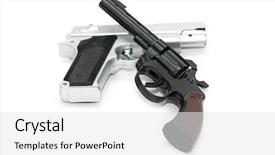  Presentation with guns - Slide deck with law enforcement aiming firing - two guns isolated background and a white colored foreground