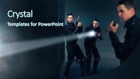  Presentation with guns - Amazing slide set having cops with guns dressed backdrop and a navy blue colored foreground