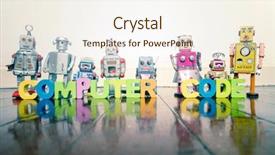  Presentation with code - Cool new theme with coputer code wooden letters backdrop and a sky blue colored foreground