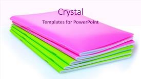  Presentation with green notebook - Audience pleasing presentation consisting of copy book - green and pink notebook isolated backdrop and a pink colored foreground