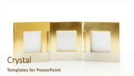  Presentation with gold frame - Slide deck featuring copy machine - gold photo frame isolated background and a cream colored foreground