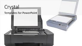  Presentation with scanner - PPT layouts featuring copy machine - scanner under the white background background and a  colored foreground