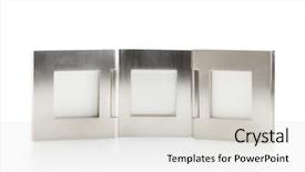  Presentation with silver - Audience pleasing presentation theme consisting of copy machine - silver photo frame isolated backdrop and a light gray colored foreground