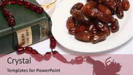  Presentation with fasting month - PPT theme consisting of copy of the holy qur background and a coral colored foreground