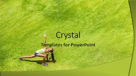  Presentation with health woman running female runner - Slide deck with copy space - runner woman stretching legs running background and a yellow colored foreground