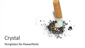 Presentation with stop smoking - Presentation featuring copy-space - stub of cigarette background and a white colored foreground