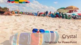  Presentation with florida beach - Colorful theme enhanced with copy space crowded popular usa backdrop and a lemonade colored foreground