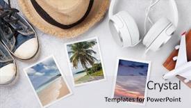  Presentation with passport travel - Slides having copy space flat lay all background and a  colored foreground