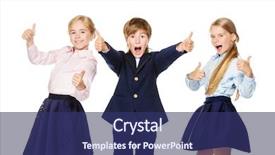  Presentation with hearing aids for children in school - PPT theme enhanced with copy space full length portrait background and a ocean colored foreground