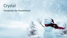  Presentation with happy new year - Beautiful PPT layouts featuring copy-space happy snowman backdrop and a sky blue colored foreground