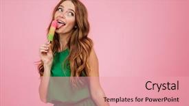  Presentation with ice cream colourful gelato flavors - Amazing slide deck having copy space isolated over pink backdrop and a lemonade colored foreground