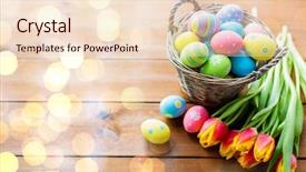  Presentation with easter basket - Beautiful slide deck featuring copy space over holidays light backdrop and a  colored foreground
