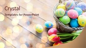  Presentation with easter basket - Presentation theme consisting of copy space over light background and a  colored foreground