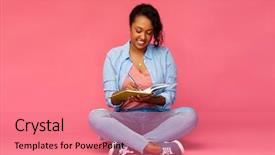  Presentation with african american high school - Amazing PPT theme having copy writer - education high school and people backdrop and a coral colored foreground