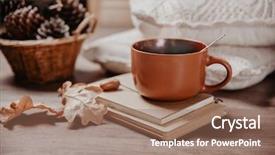  Presentation with autumn - Cool new theme with copy writer - mug with a hot drink backdrop and a coral colored foreground