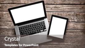  Presentation with tablet - Presentation design with copy writer - open laptop with digital tablet background and a dark gray colored foreground