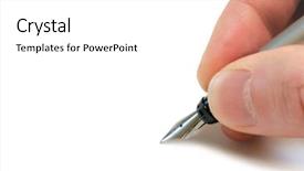  Presentation with waiter hand in white glove - Amazing slides having copy writer - writing hand isolated on white backdrop and a  colored foreground