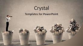  Presentation with bin - Cool new PPT layouts with copy writer career - businessman standing on a trash backdrop and a mint green colored foreground