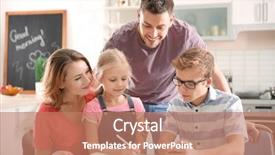  Presentation with children parents - Cool new presentation theme with copybook - children with parents doing homework backdrop and a coral colored foreground