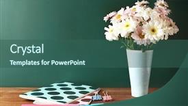  Presentation with teacher - Amazing theme having copybooks and flowers on teacher' backdrop and a ocean colored foreground