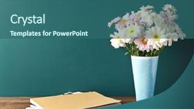  Presentation with teacher - Audience pleasing theme consisting of copybooks and flowers on teacher' backdrop and a ocean colored foreground