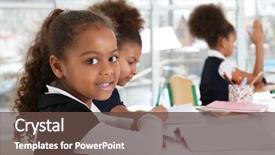  Presentation with african american girls - Colorful presentation enhanced with copybook - cute african-american girls in classroom backdrop and a tawny brown colored foreground
