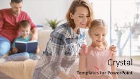  Presentation with mother doing yoga kids - Beautiful slides featuring copybook - little girl with mother doing backdrop and a coral colored foreground