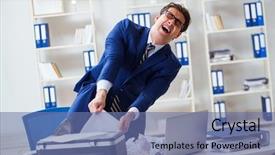  Presentation with scan paper - Slide set consisting of copying machine jamming paper background and a ocean colored foreground